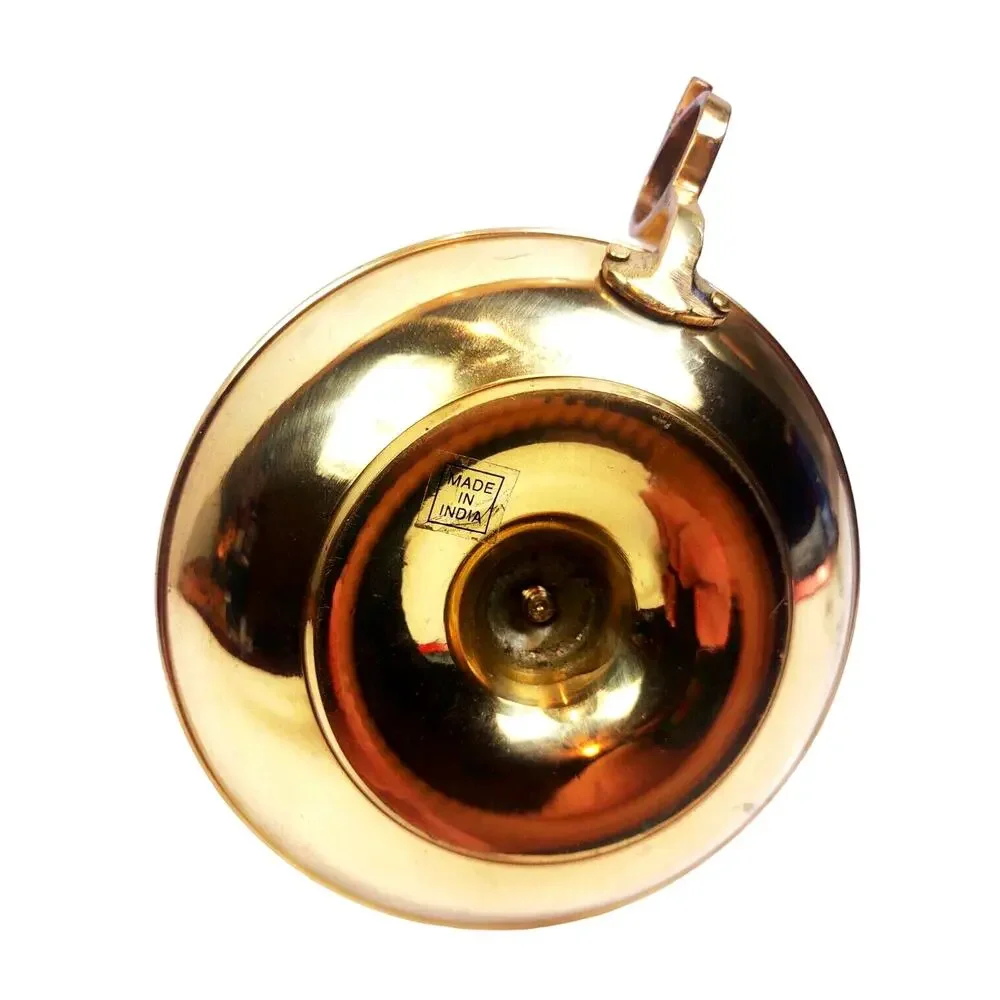 Vintage Brass Chamber Candlestick Holder Painted Enamel Holly Berry Glass Globe